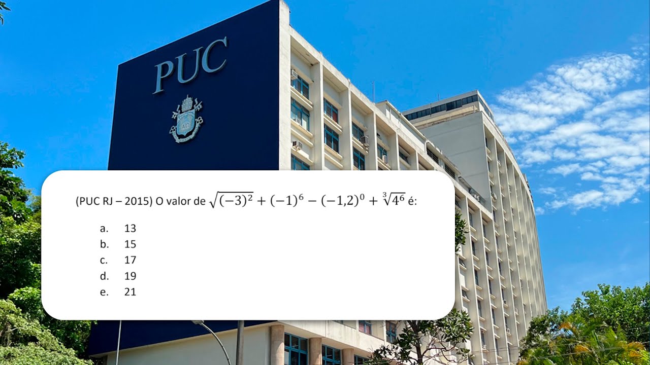 (PUC RJ 2015) O valor de √((-3)^2 )+(-1)^6-9-(1,2)^0+∛(4^6 ) é | EXPRESSÃO NUMÉRICA