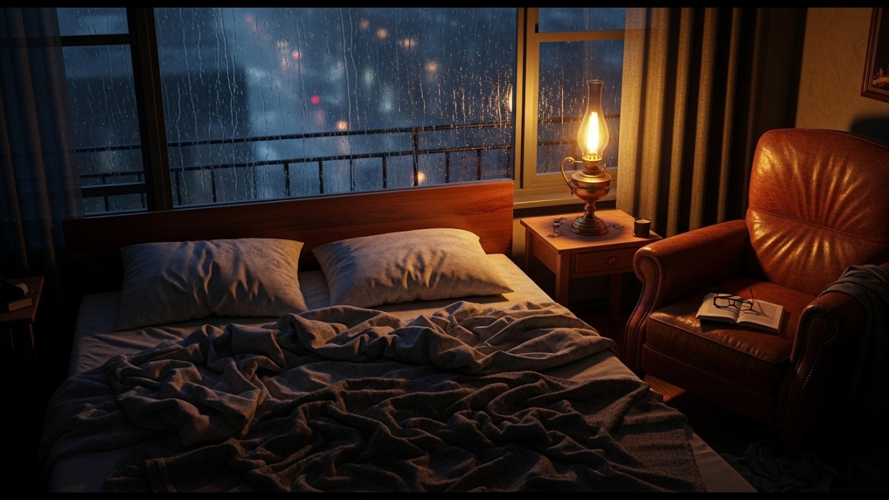 Deep Sleep Rain Sounds: Cozy Bedroom Ambience with Heavy Rain on Window