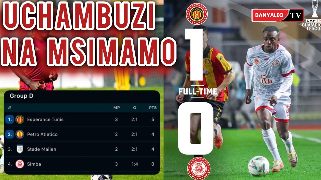 Uchambuzi wa CloudsFm:  ➡️ SIMBA KUBURUZA MKIA  Esperance de Tunis 1⃣Simba SC 0⃣