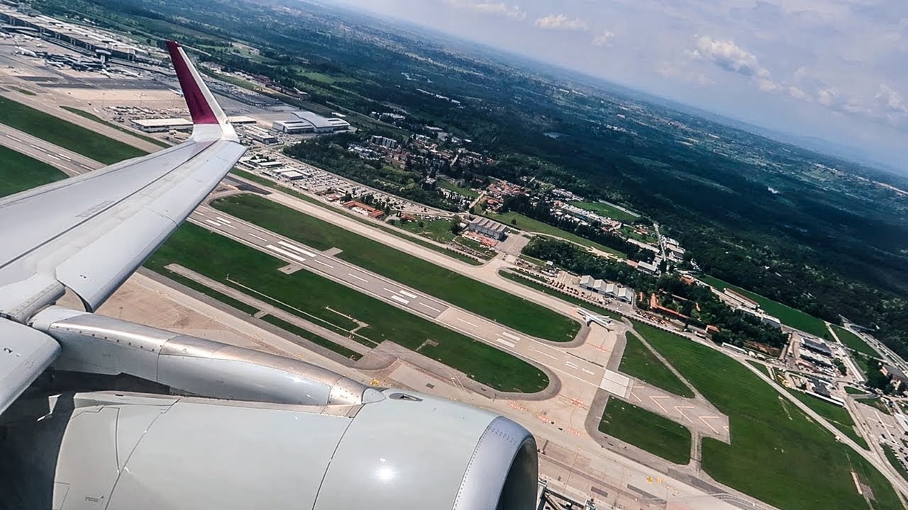 Qatar Airways / Air Italy Airbus A320 POWERFUL TAKEOFF from Milan Malpensa Airport (MXP)