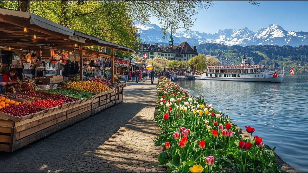 SPRING MORNING MARKET IN LUCERNE 🇨🇭 | SWITZERLAND’S MOST BEAUTIFUL CITY