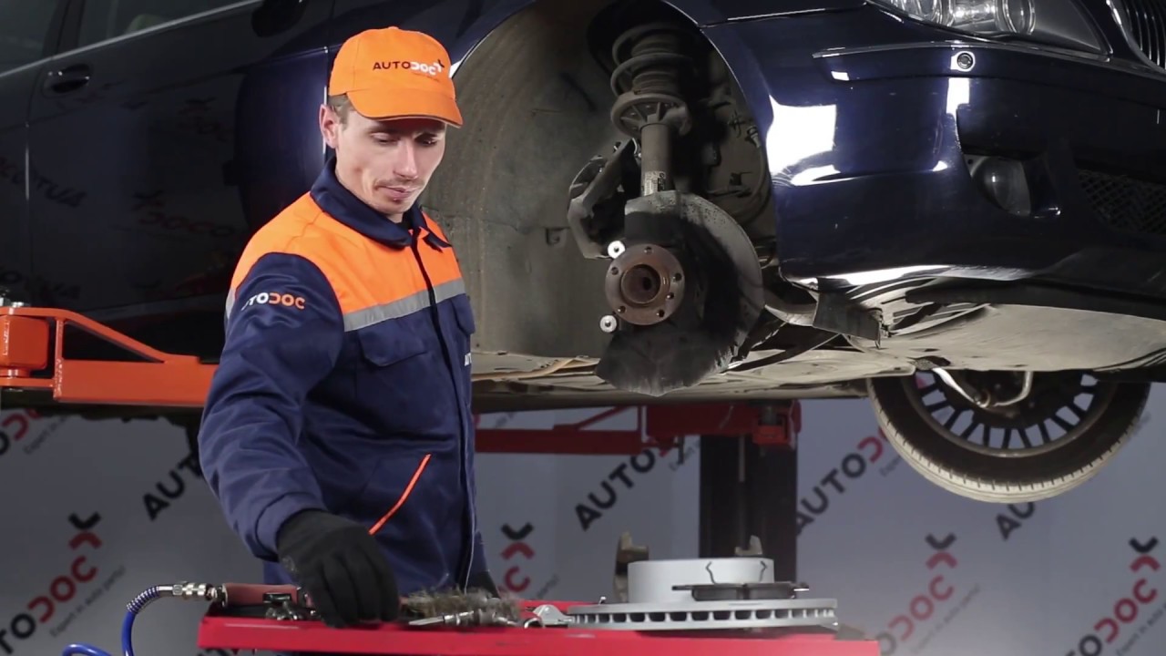 How to change front brake discs and front brake pads on BMW 7 E65 TUTORIAL | AUTODOC
