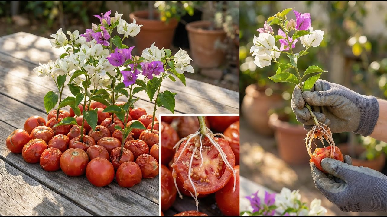Just tomatoes! Bougainvillea branches suddenly sprout (900%) roots overnight.