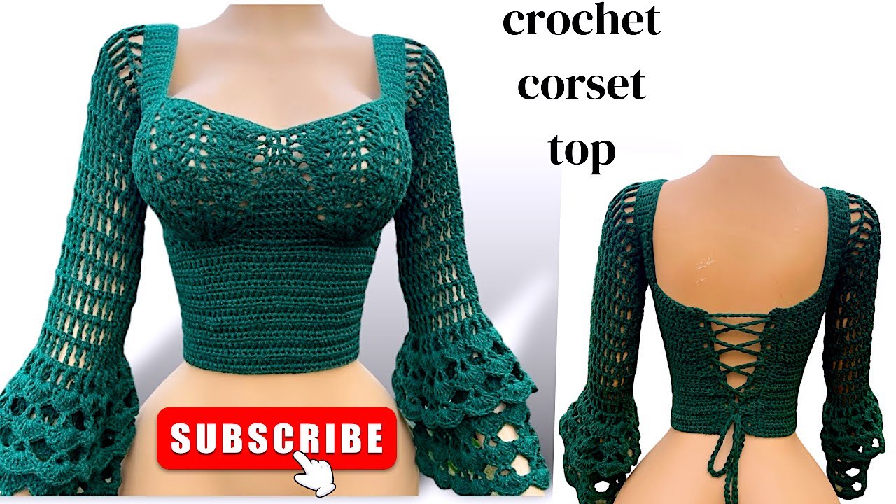 How To Crochet Corset Top with Sleeves || Crochet Women Cloths