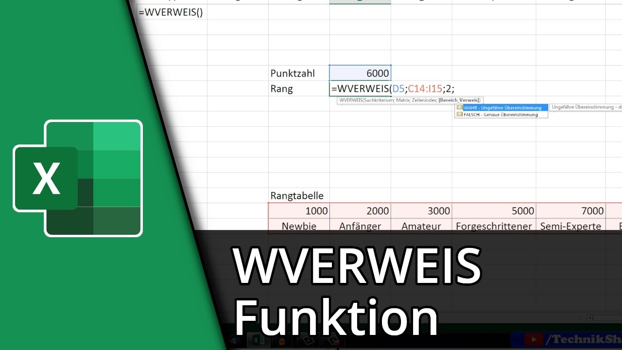 Excel WVerweis Funktion | =WVERWEIS() ✅ Tutorial
