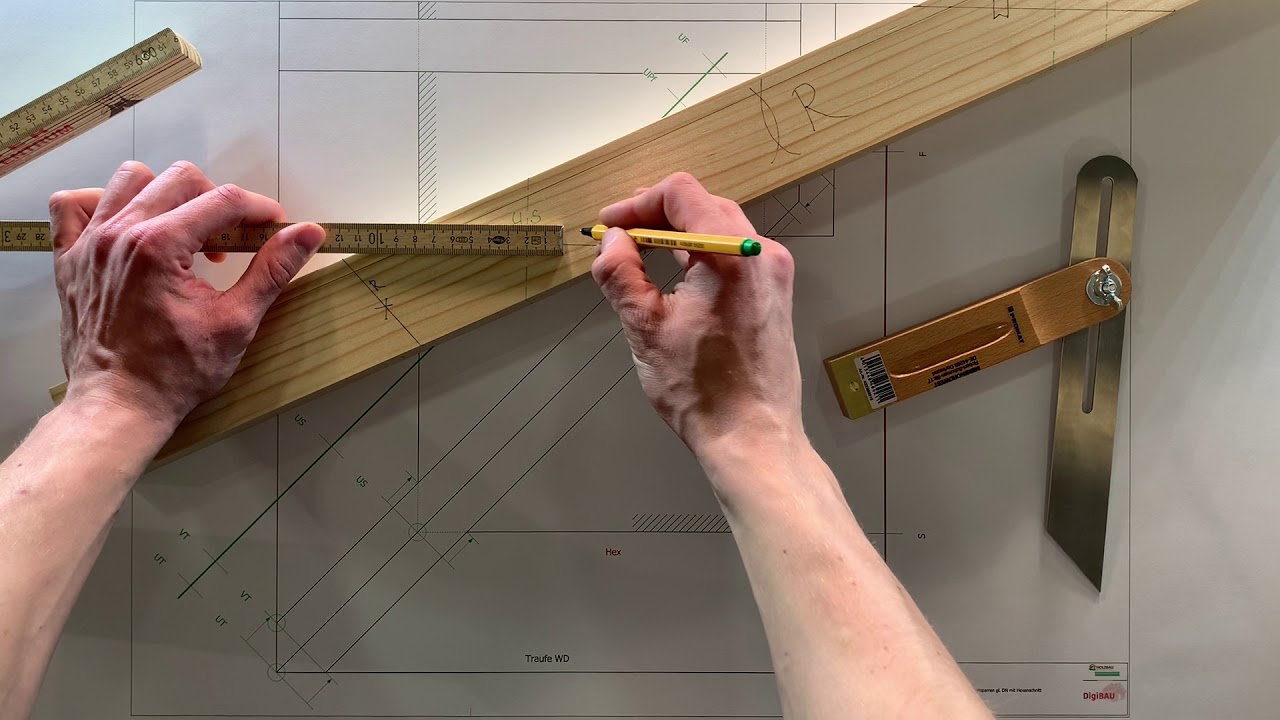Anreißen Gratsparren gleiche Dachneigung | Bildungszentrum Holzbau Biberach