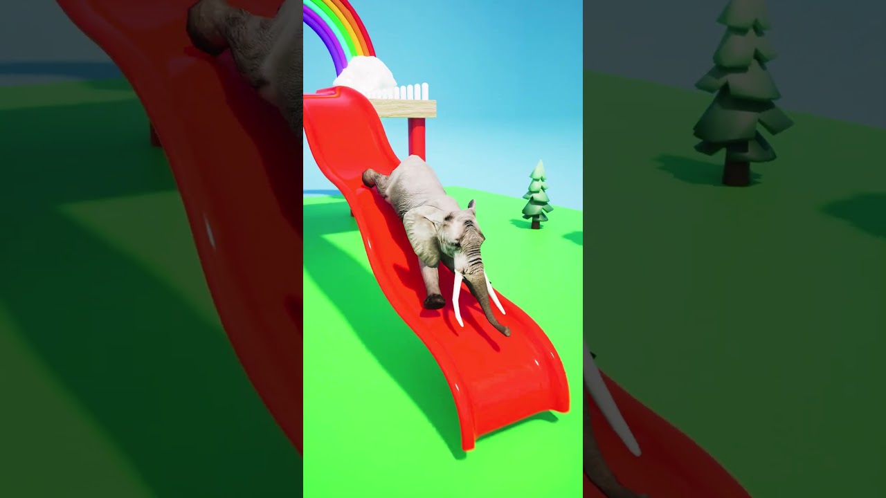 Long Slide Game with Elephant - 3d Animal Game | Ep. 1