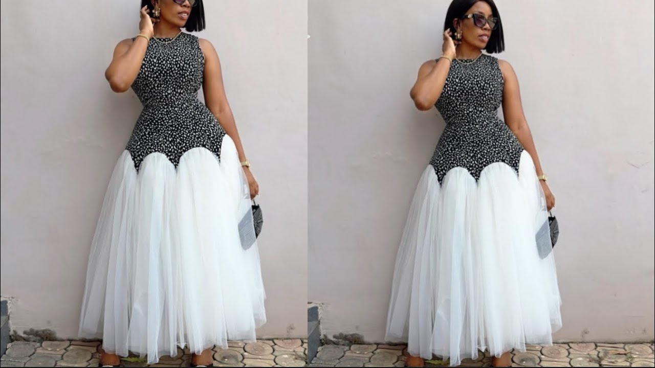 How to cut this stylish dress with a tulle gathers and a princess dart bustier