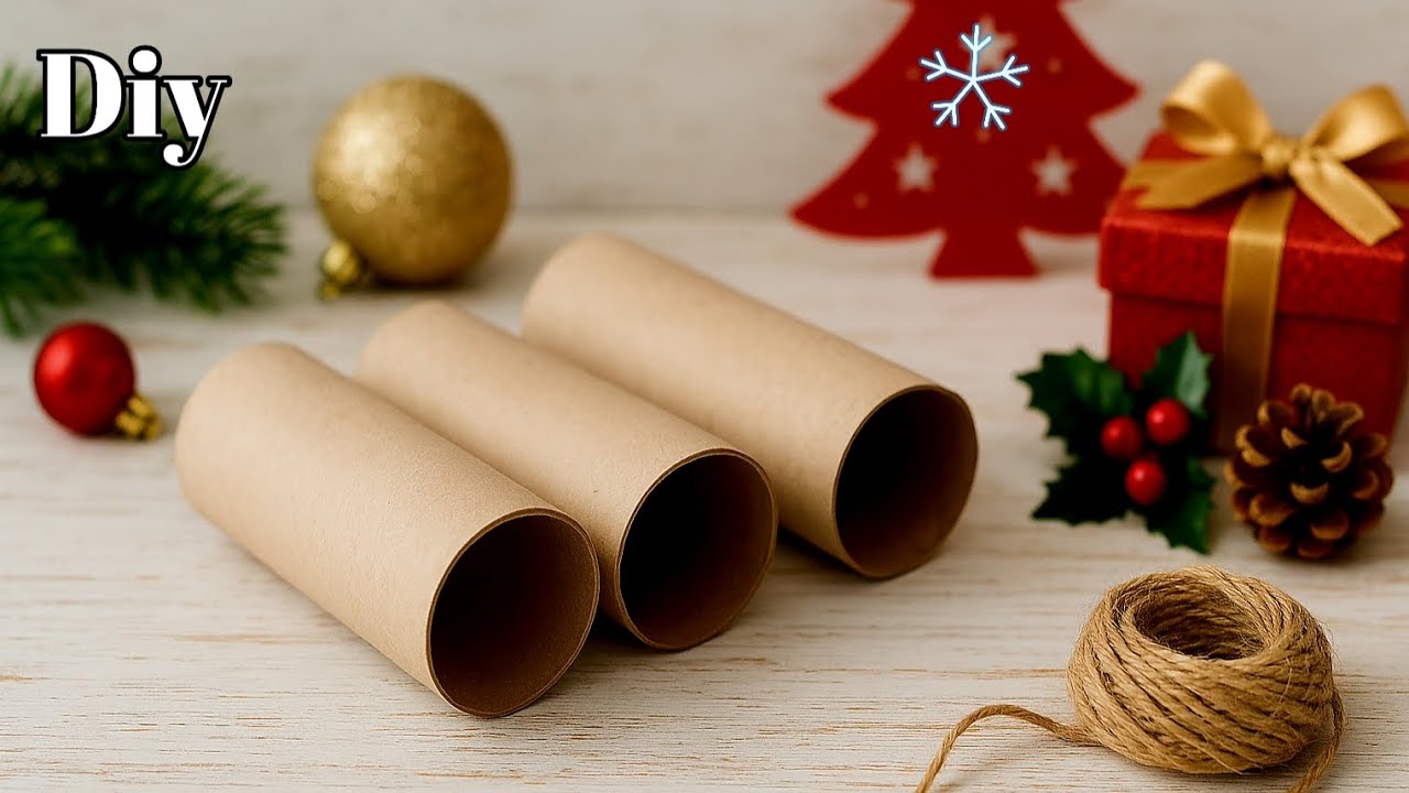 So beautiful and easy Christmas Ornament making with toilet paper rolls 🎄 😍 