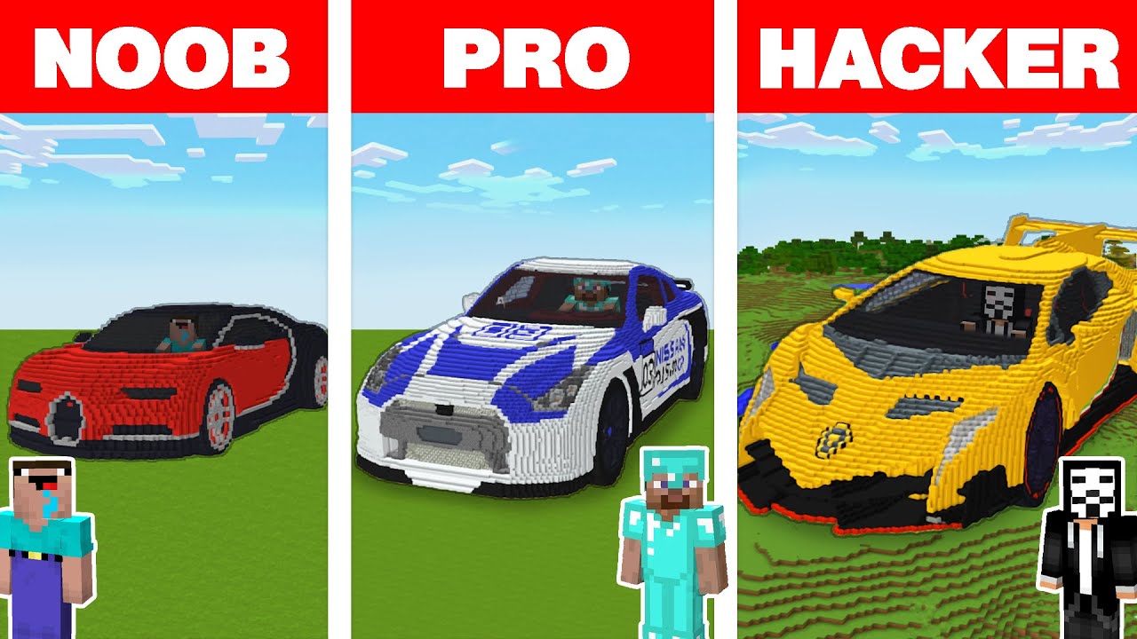 Minecraft NOOB vs PRO vs HACKER: SPORT CAR HOUSE BUILD CHALLENGE Animation