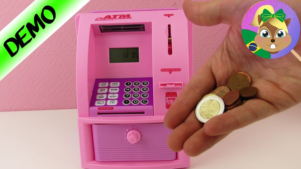 COFRE CAIXA ELETRÔNICO GLAMOUR PARA CASA! Caixa todo automático! Cofre rosa com cartão e senha
