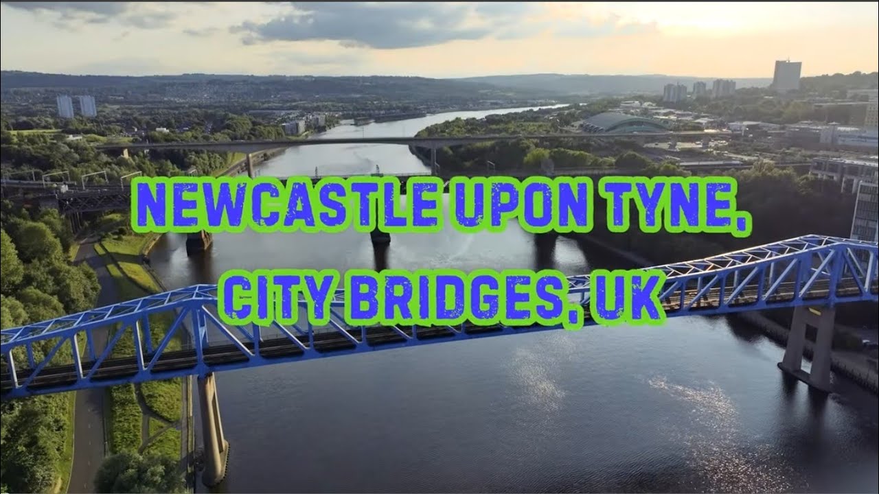 Newcastle City Bridges, Newcastle Upon Tyne, England, Drone footage