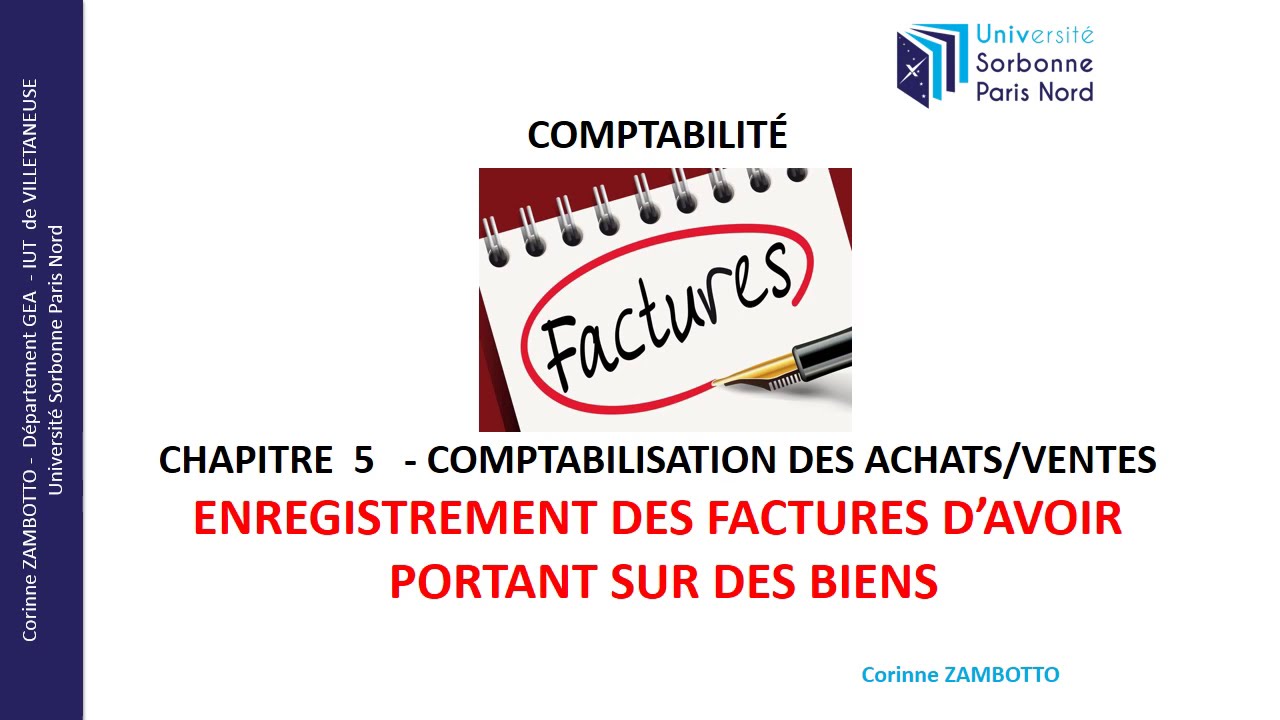 5.4. Cours de comptabilité - GEA - Factures d'avoir