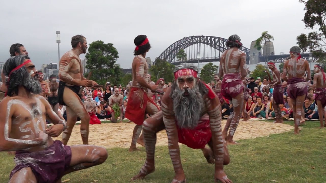 Dancing Aboriginal Men Barangaroo Australia Day 2017