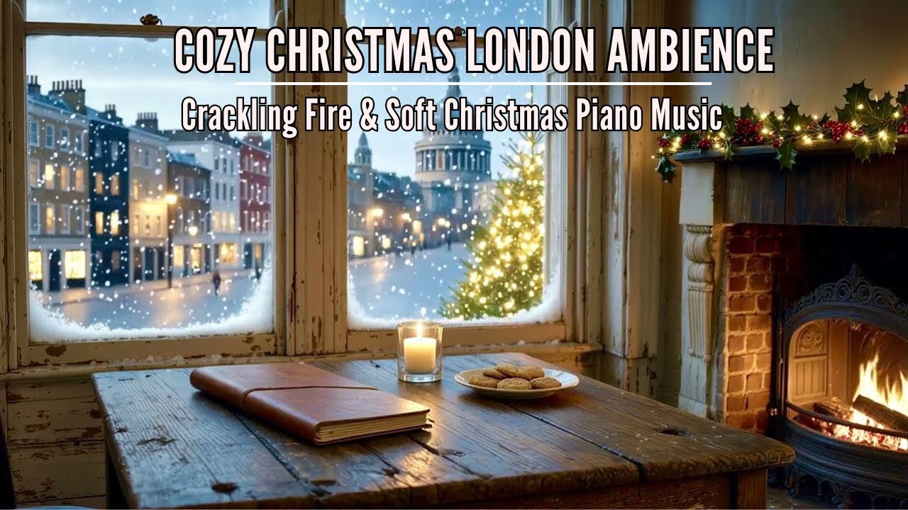 Cozy Christmas London Apartment Ambience | Cozy POV, Crackling Fire & Soft Christmas Piano