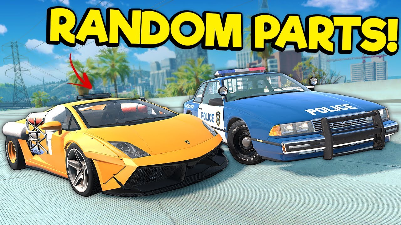I UPGRADED a Lamborghini with Randomly Generated Parts for Police Chases in BeamNG Drive Mods!