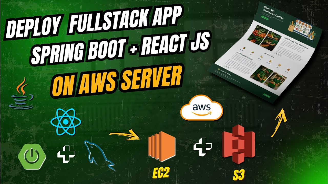 Spring Boot ReactJS MySQL Project Deployment on AWS in One Video | Grocery App with AWS EC2, S3