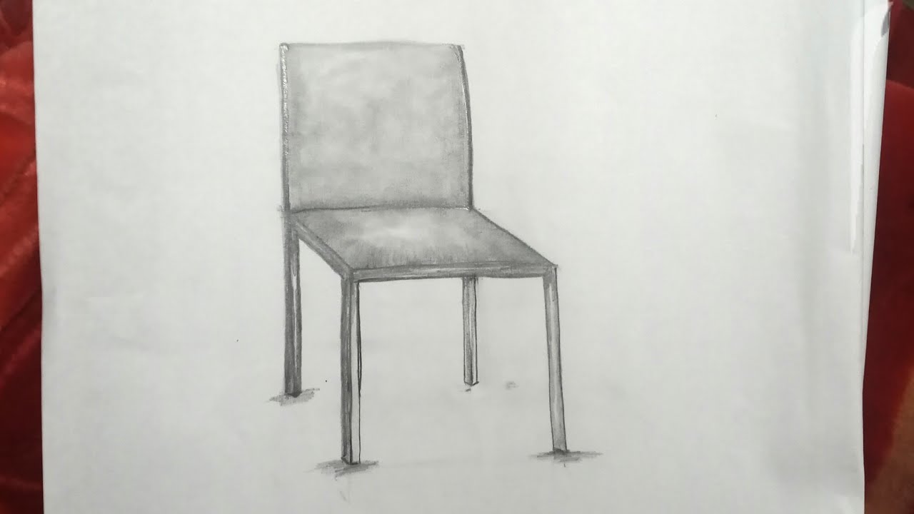 Chair Pencil Sketch | Easy Perspective Drawing for Beginners