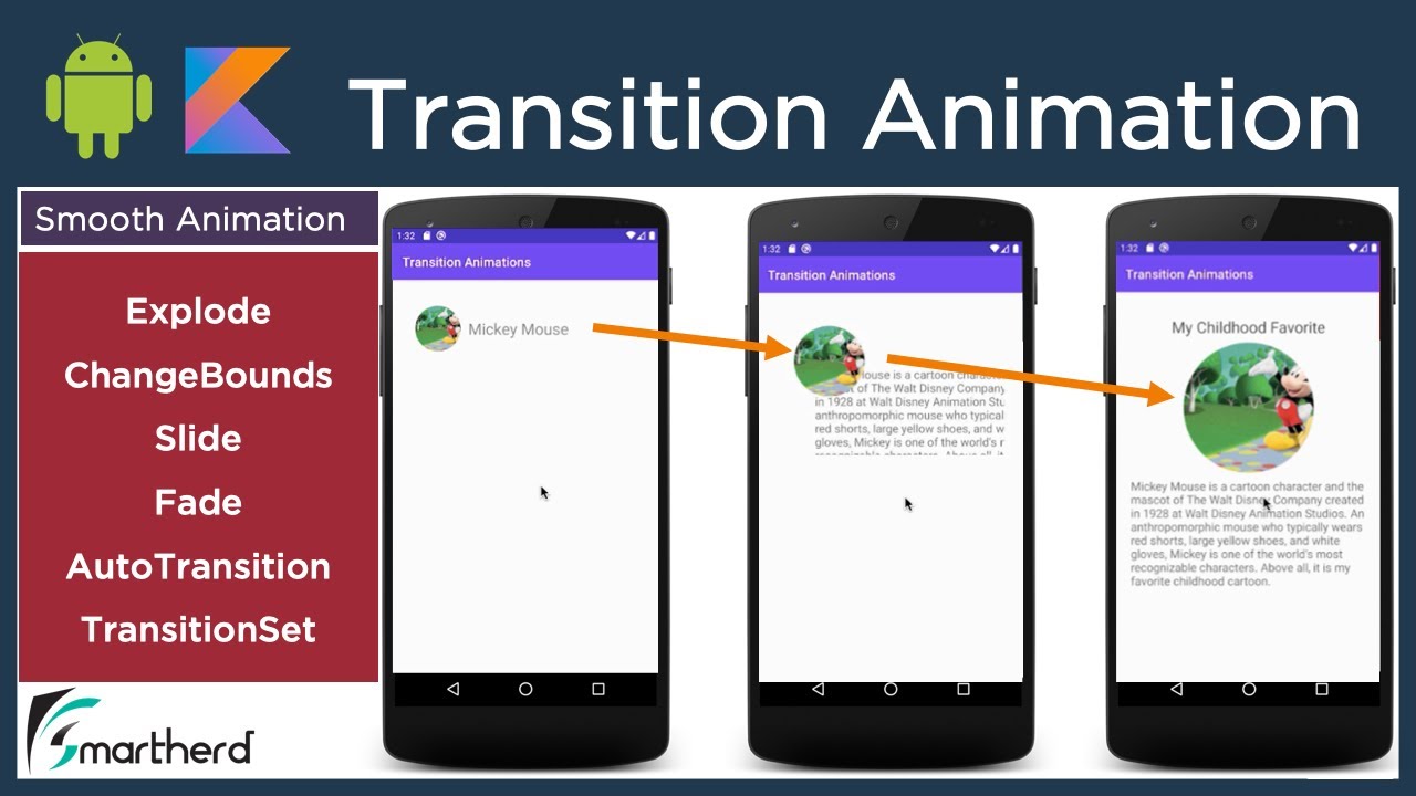Анимация перехода Android: Explode, Slide, Fade, ChangeBounds, TransitionSet и AutoTransition