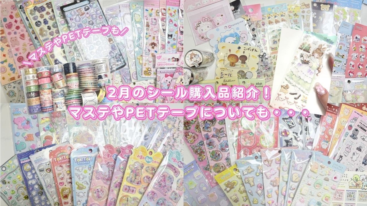 【購入品紹介】2月に爆買いしたシールたち紹介！|PETテープやマステのことも...！購入品紹介|雑談|シール帳|ASMR