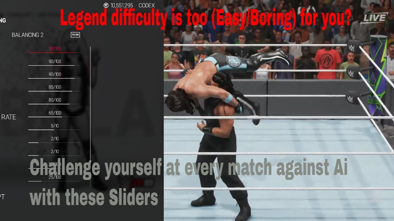 WWE 2K19 Most Challenging Difficulty Best Experience Sliders For Universe Mode Works With 2K20/18/17