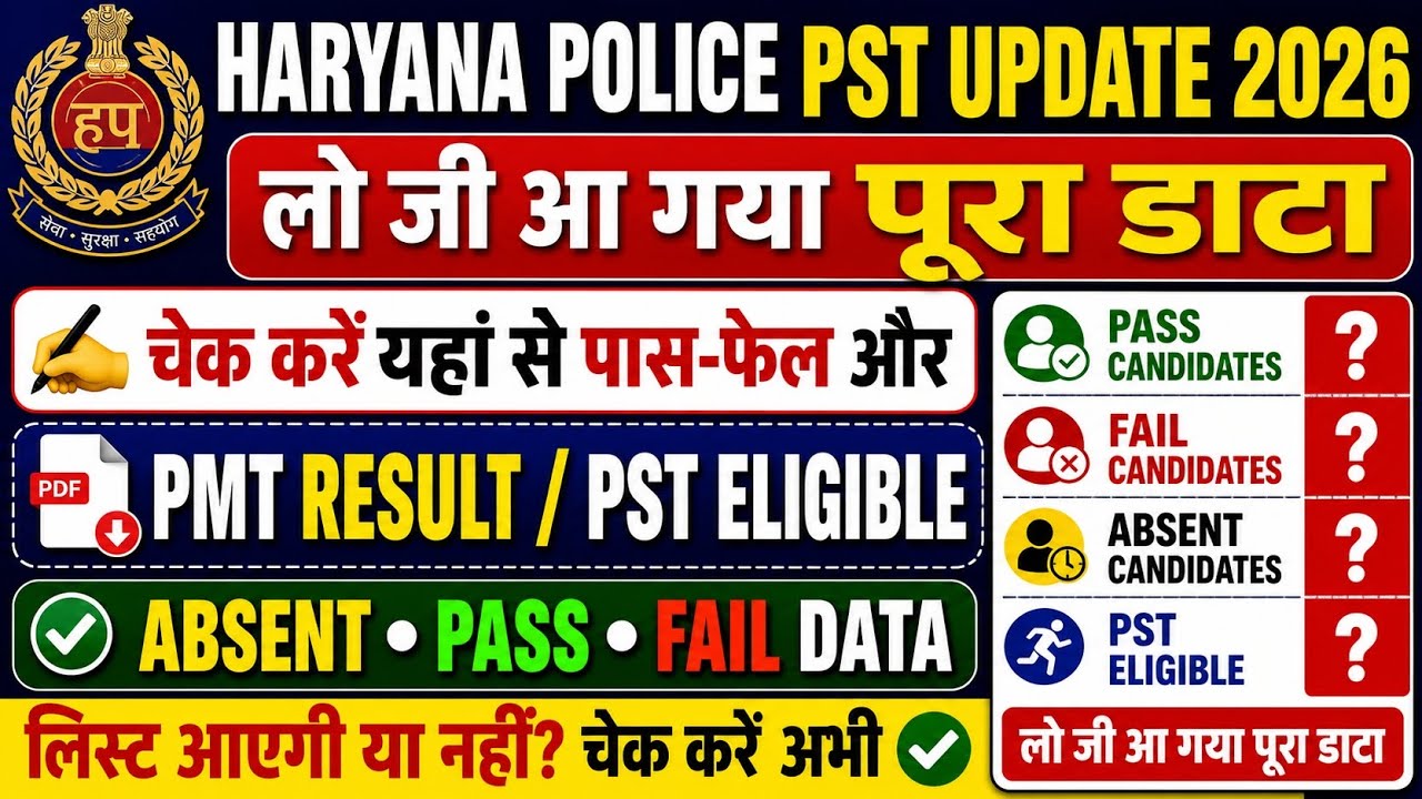 Haryana Police PST Update 2026 | PMT में कितने Pass, Fail और Absent हुए PST Eligible Candidates Data