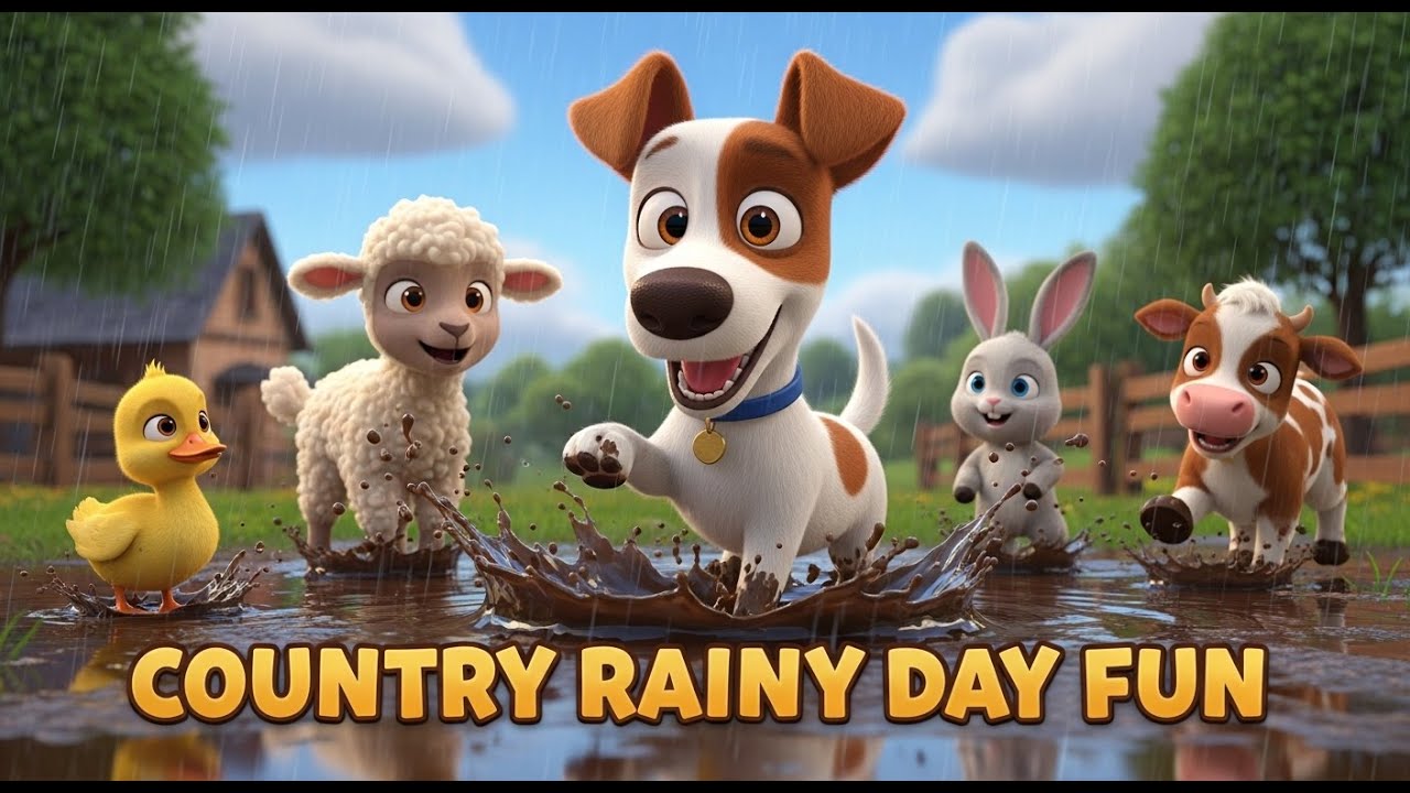 Country Rainy Day Fun  /  Fun Sing Along Animated Music Video for Kids