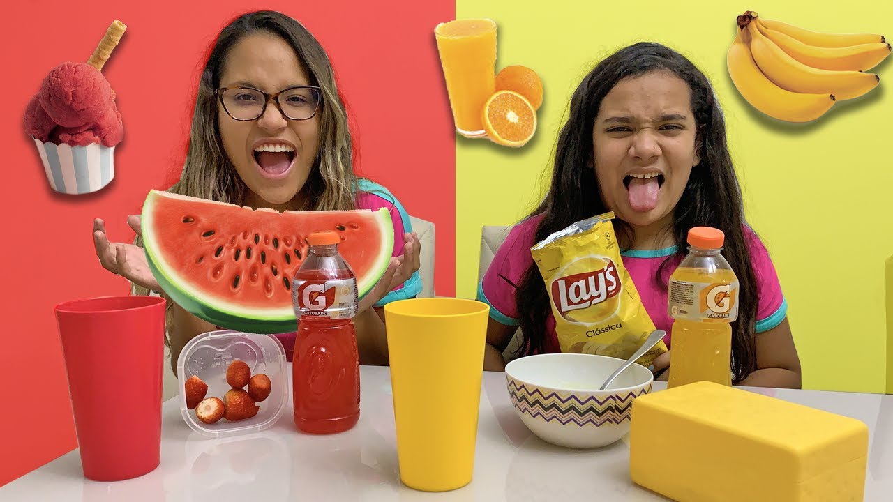 24 HORAS SÓ COMENDO COMIDA AMARELA VS VERMELHA! - JULIANA BALTAR