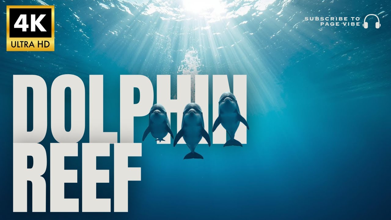 Swimming with Dolphins Ambience 8h 4K | Underwater Sounds & Healing Blue