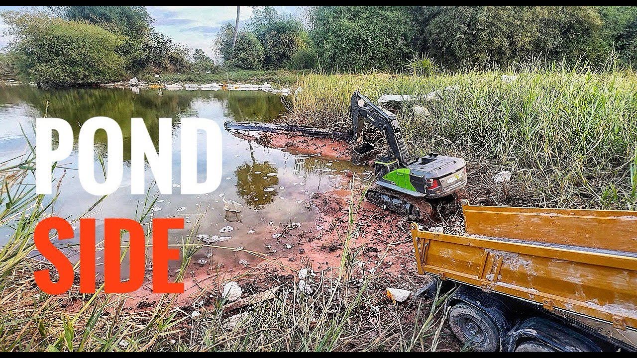 RC Excavator Dig by the Pond Side ASMR | RC Truck Lab