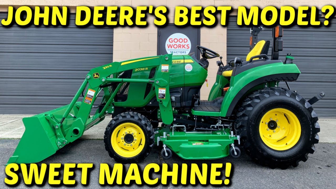 Обзор трактора John Deere 2038r, погрузчик 220r, газонокосилка AutoConnect 60 дюймов, также охват...