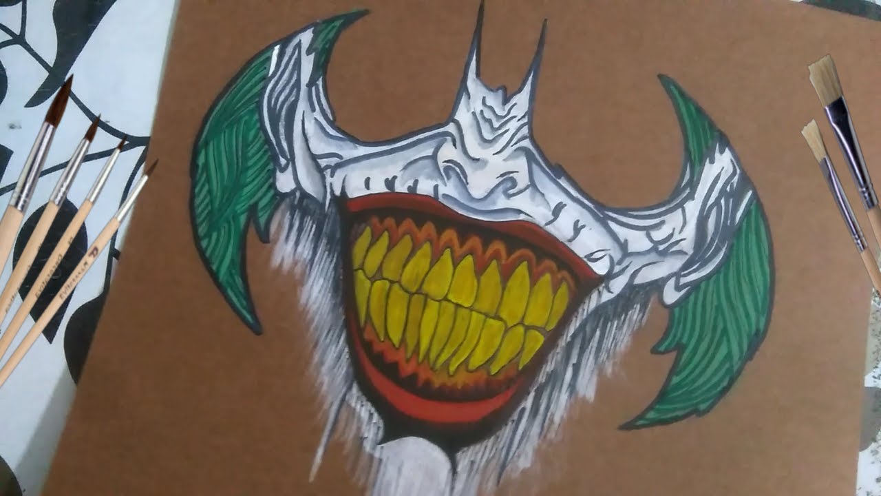 How to draw joker face mask paint step by step