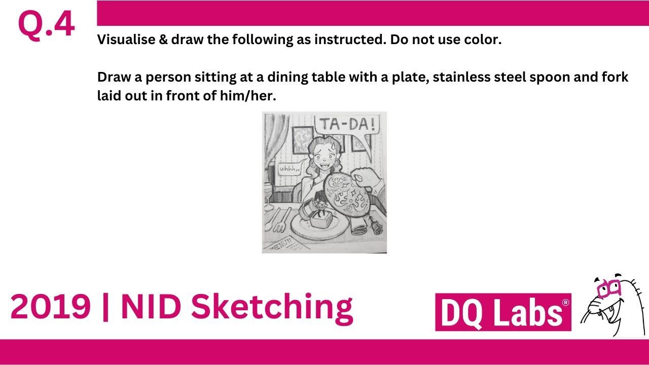 NID 2019 Sketching Solutions | NID 2024 Preparation | Question 4 - Spoon Fork and Plate - Solved