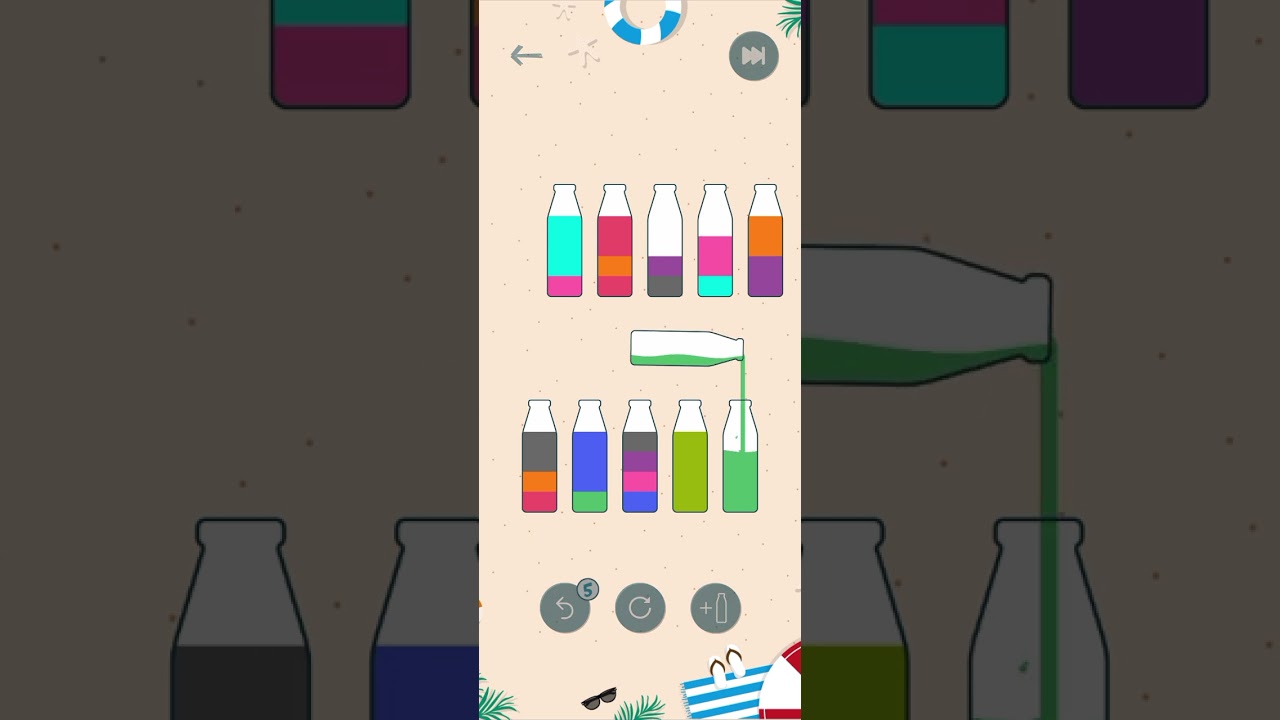 Brain games water sort 💦 level 44 #best #watersortpuzzle  #sort #game #puzzle #watercolor  #easy