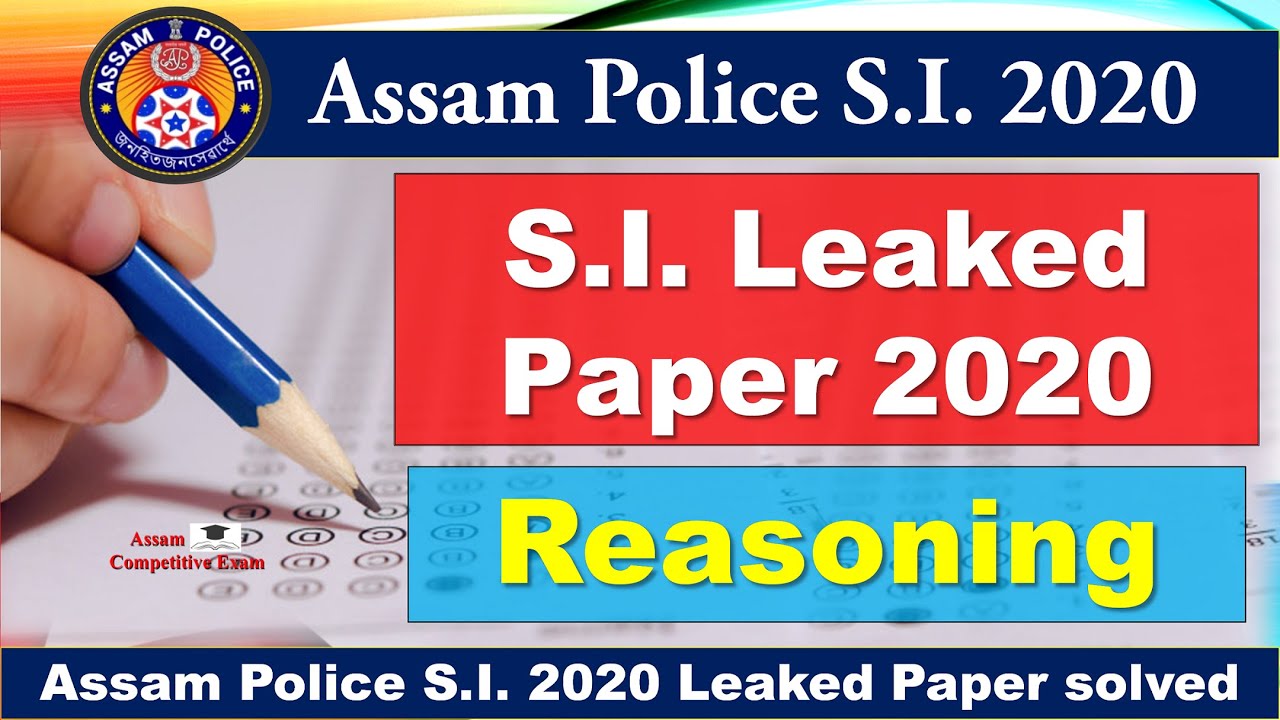ASSAM POLICE SUB INSPECTOR (SI) Leaked Paper Solved | Reasoning Questions Solved Part 1