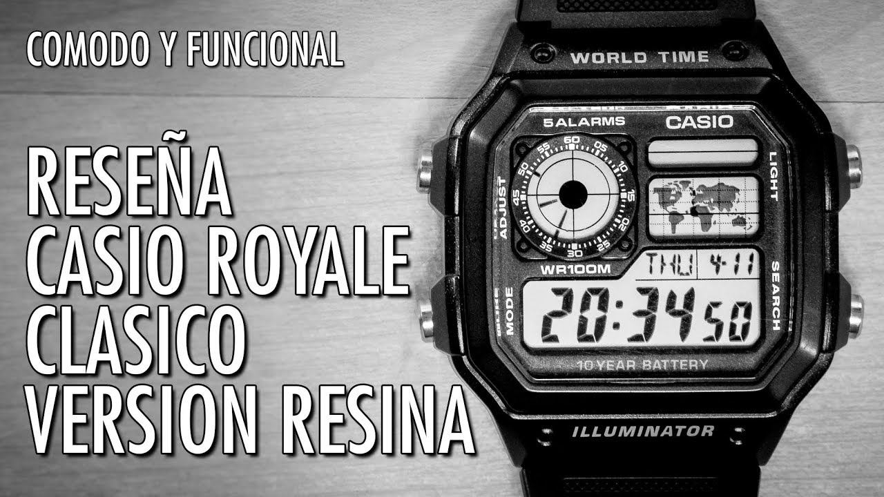 Reseña Casio Royale AE1200WH de Resina Reloj Digital Horario Mundial en Español