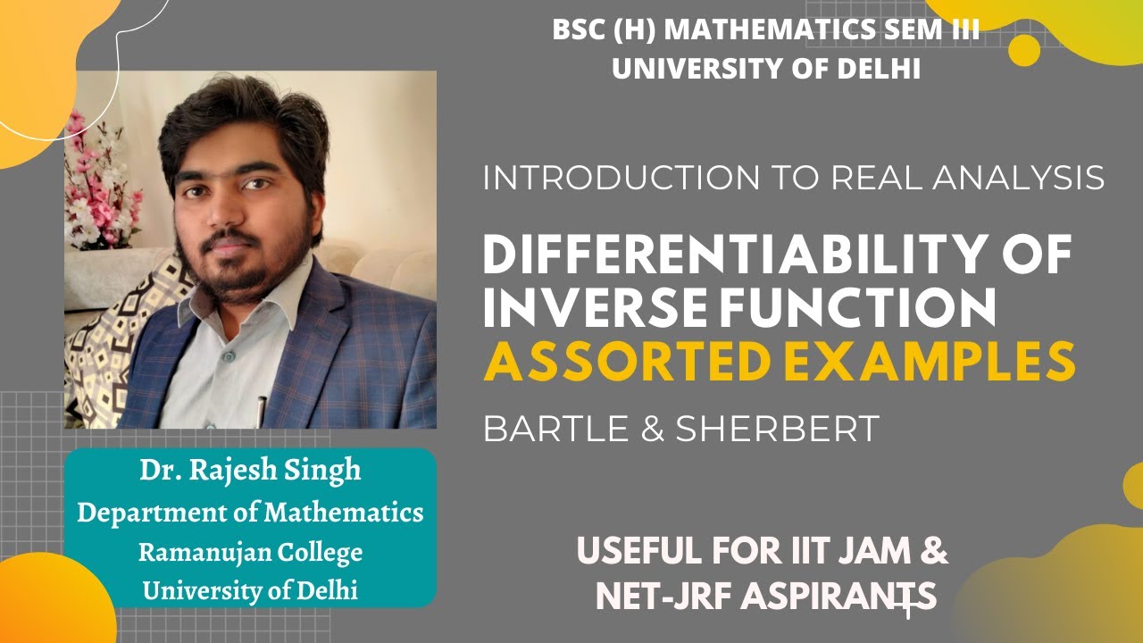 DIFFERENTIABILITY OF INVERSE FUNCTION | ASSORTED EXAMPLES | SECTION 6.1 | BARTLE & SHERBERT ||