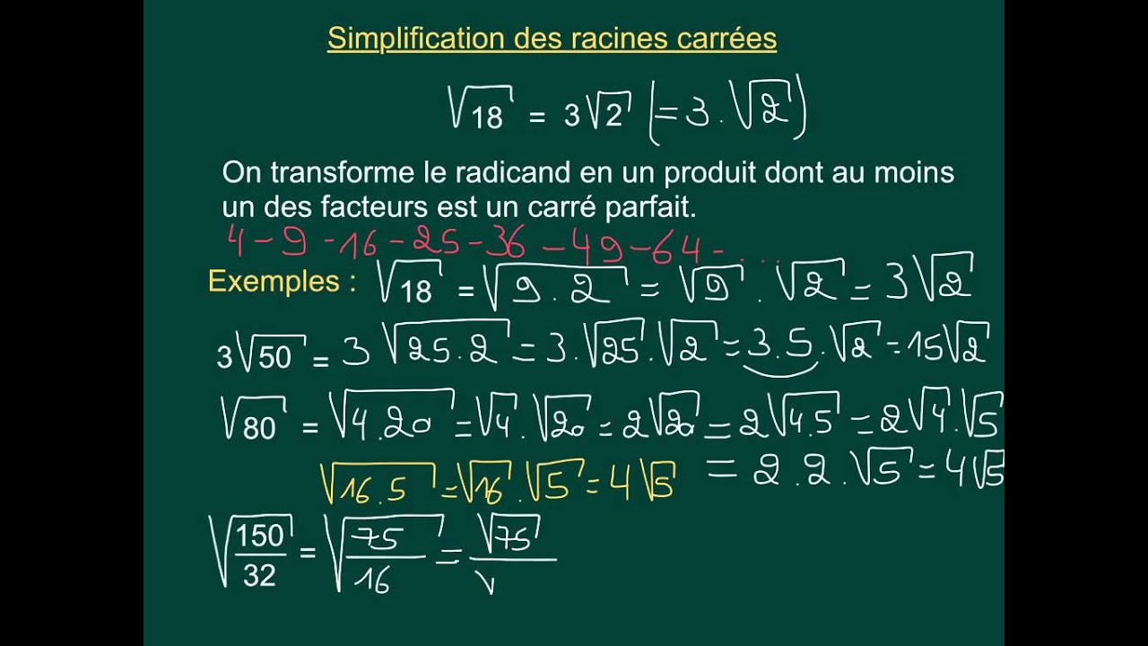 5.2 Propriétés et simplification des racines carrées