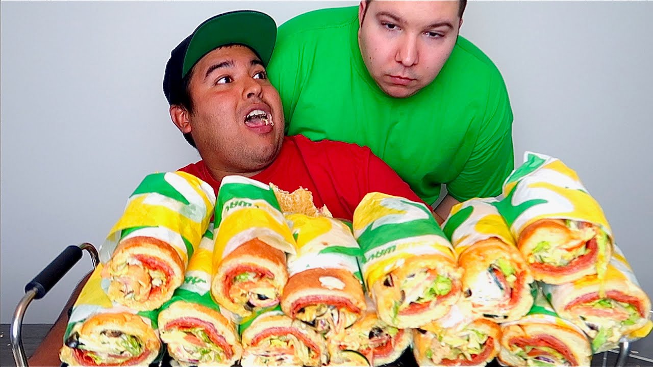 Nick making me eat 13 Subway sandwiches... Mukbang