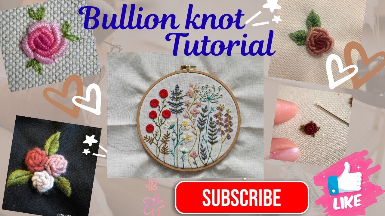 🌺 Bullion Knot Stitch Made Easy 🪡 | Hand Embroidery Tutorial for Beginners|ஆரி வொர்க் 👗🪡