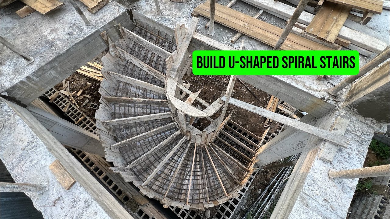 How to Build a120cm Wide U-Shaped Concrete Spiral Staircase Step-by-Step Reinforcement&Formwork Guid