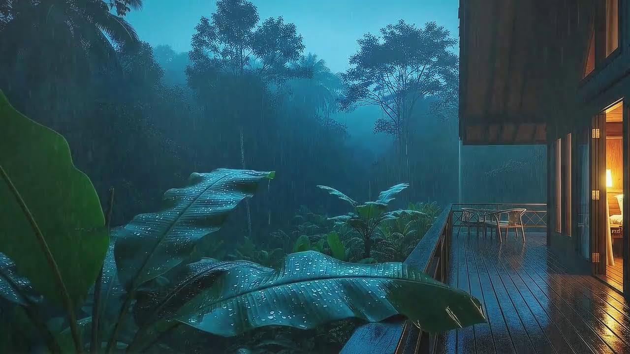 Deep Sleep Tonight with Light Rainfall and Distant Thunder Echo at Cozy Cabin 🌧️