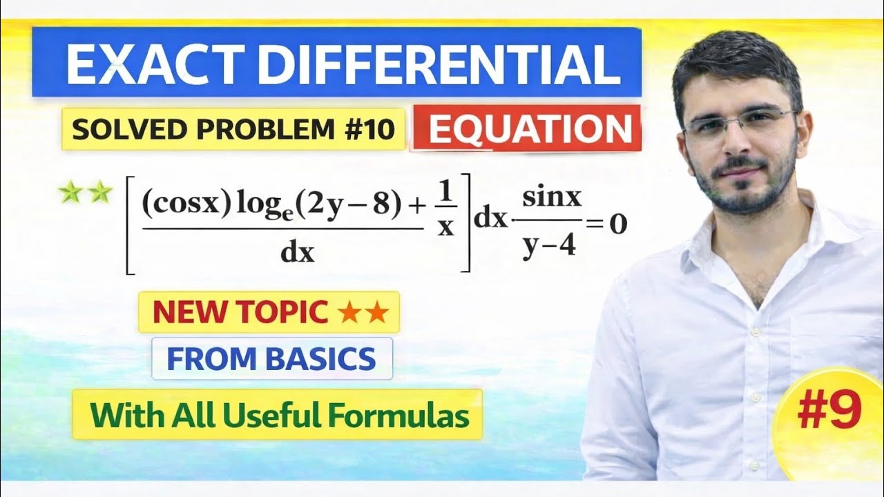 EXACT DIFFERENTIAL EQUATION SOLVED PROBLEM 9 | FIRSTORDER DIFFERENTIAL EQUATION