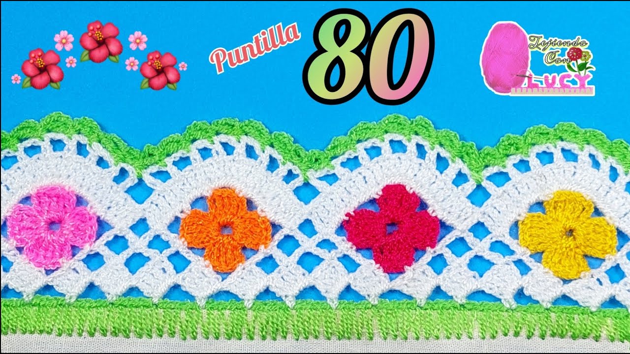 Puntilla 80/ Puntilla para servilleta con flores.🌺🌸🌼🌻