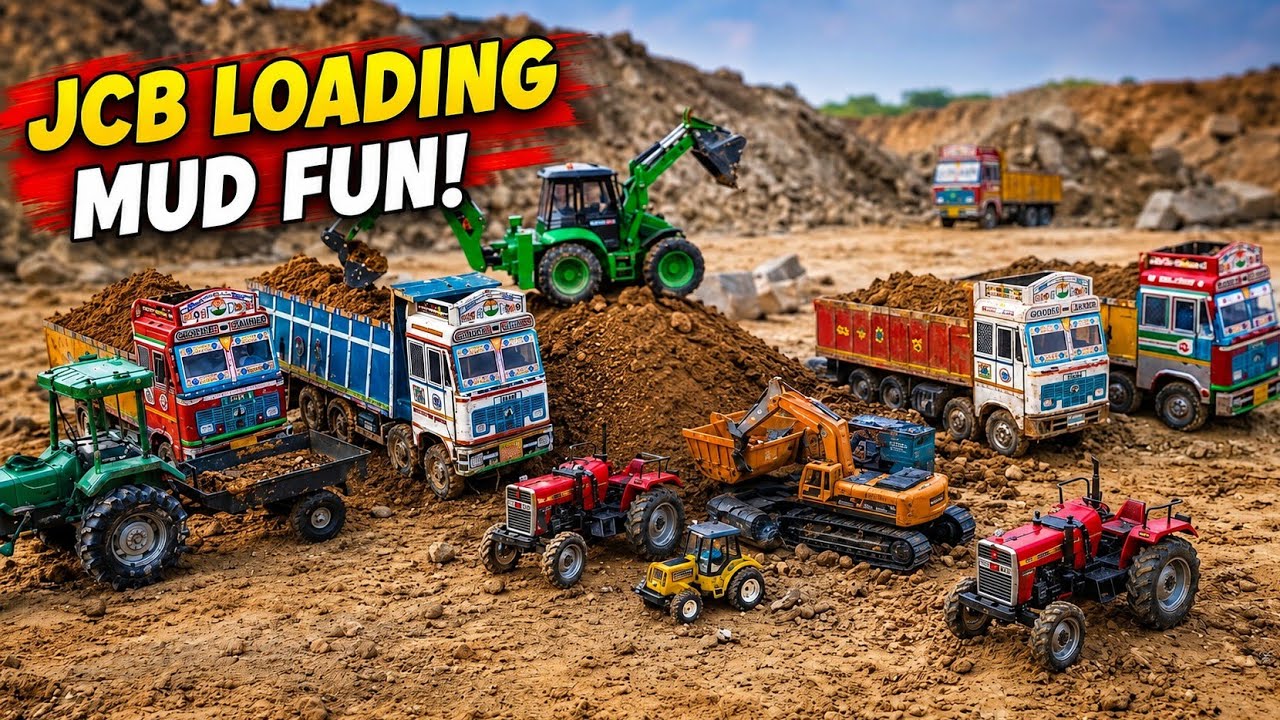 JCB Loading Mud Challenge! 😍 Mini Tractor & Truck Fun