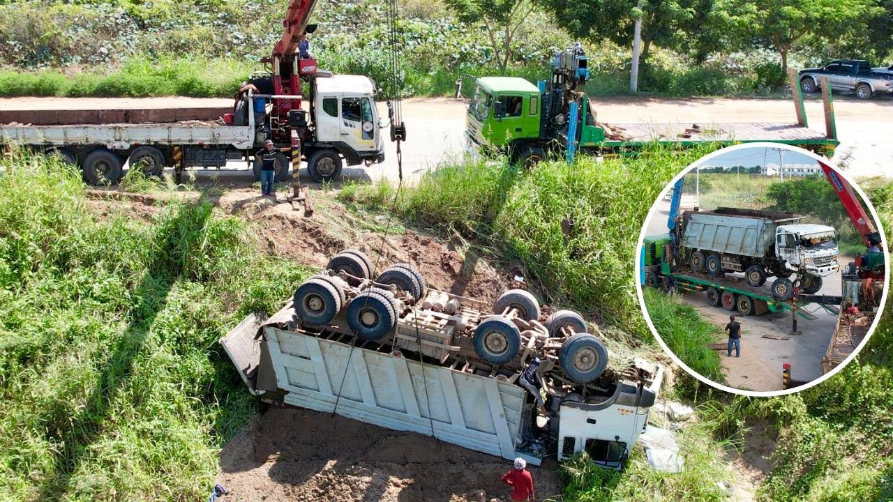 Top Dangerous Accident of Dump Truck Failed Operation Recovery by Cranes