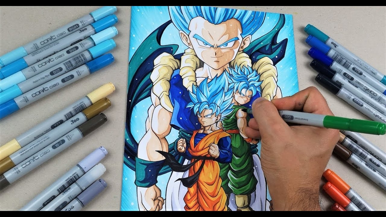 Drawing GOTENKS - Goten & Trunks Super Saiyan BLUE | TolgArt