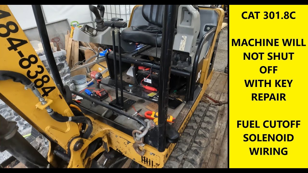 CAT Excavator Won't Shut Off When You Turn Key Off - Solenoid Wiring Routing and Repair