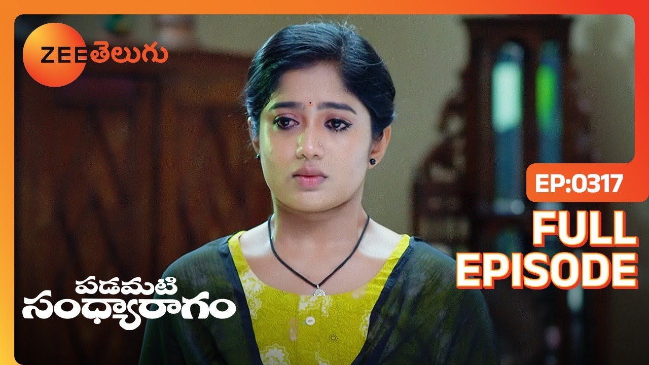 ఆద్యకు Sorry చెప్పిన శ్రీను - Padamati Sandhyaragam – పడమటి సంధ్యరాగం - Full Ep - 317 - Zee Telugu