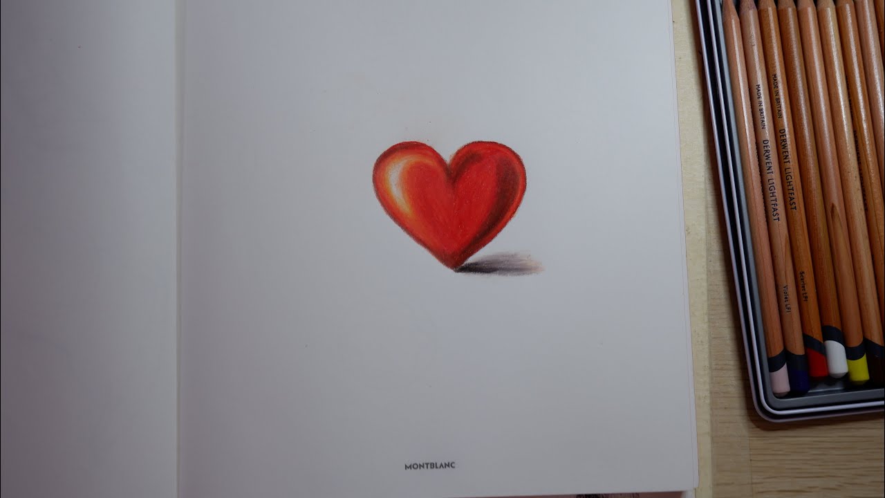 HOW TO DRAW 3D HEART WITH COLORED PENCIL ❤️